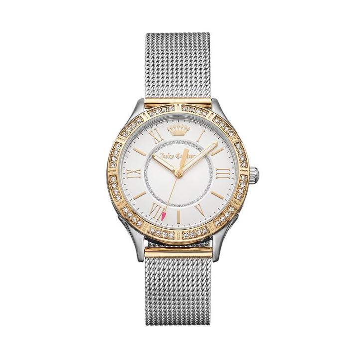 Juicy Couture Women's Arianna Crystal Two Tone Stainless Steel Mesh Watch - 1901380, Size: Medium, Silver