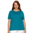 Plus Size Croft & Barrow&reg; Essential Crewneck Tee, Women's, Size: 2xl, Turquoise/blue (turq/aqua)