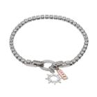 Dovetail Silver Plated You Are My Sunshine Cubic Zirconia Tennis Bracelet, Women's, Size: 7.5, White