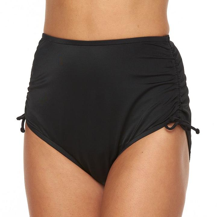 Women's Trimshaper Body Sculptor High-waisted Bikini Bottoms, Size: 8, Black