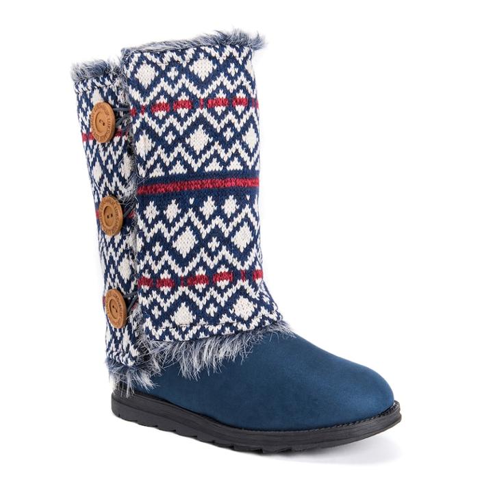 Muk Luks Andrea Women's Reversible Boots, Size: 11, Blue (navy)