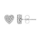 10k White Gold 3/8 Carat T.w. Diamond Cluster Heart Stud Earrings, Women's