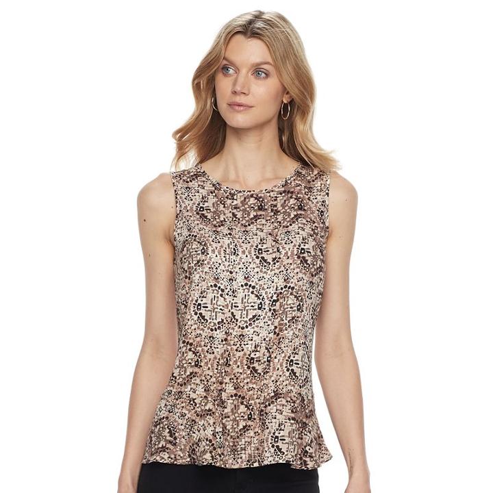 Women's Dana Buchman Pleated Peplum Top, Size: Xl, Med Beige