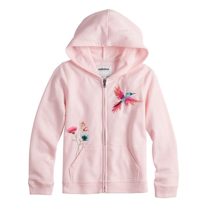 Girls 4-12 Sonoma Goods For Life&trade; Embellished Hoodie, Size: 7, Light Pink