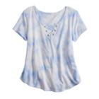Girls 7-16 Mudd&reg; Tie-dye Swing Lace-up Top, Size: 12, Light Blue