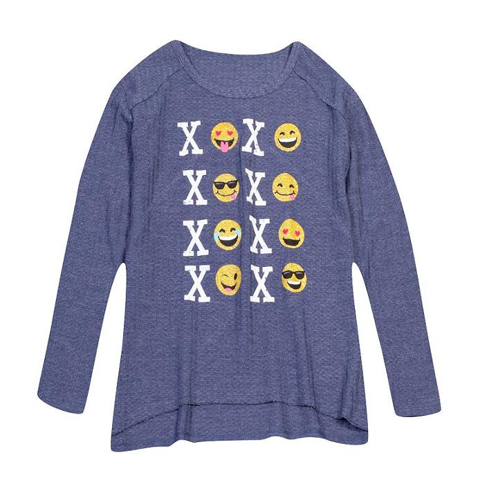 Plus Size Girls 7-16 Harper & Elliott Waffle Textured Graphic Tee, Size: M Plus, Blue (navy)