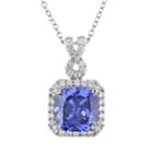Stella Grace Lab-created Tanzanite And Lab-created White Sapphire Sterling Silver Square Halo Pendant Necklace, Women's, Size: 18, Purple