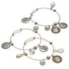 Love You To The Moon And Back Two Tone Bangle Bracelet Set, Women's, White Oth