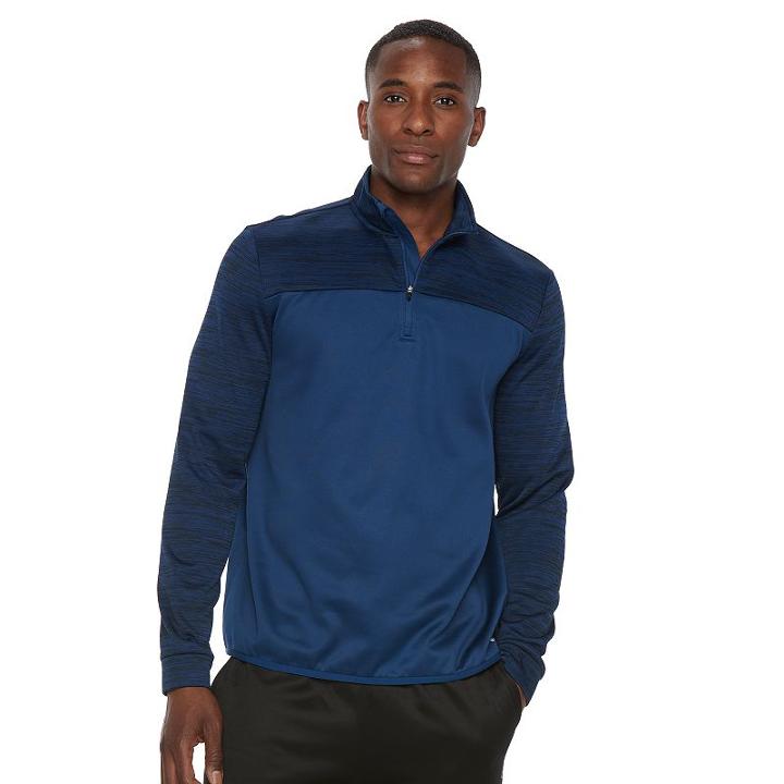 Men's Tek Gear&reg; Space-dyed Performance Quarter-zip Fleece, Size: Large, Blue