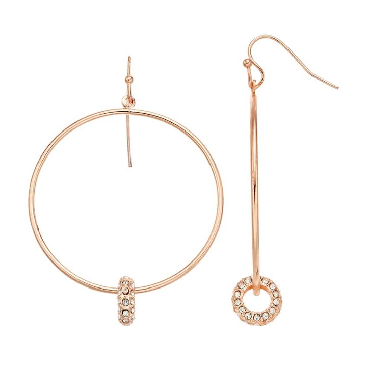 Simulated Crystal Hoop Drop Earrings, Women's, Pink
