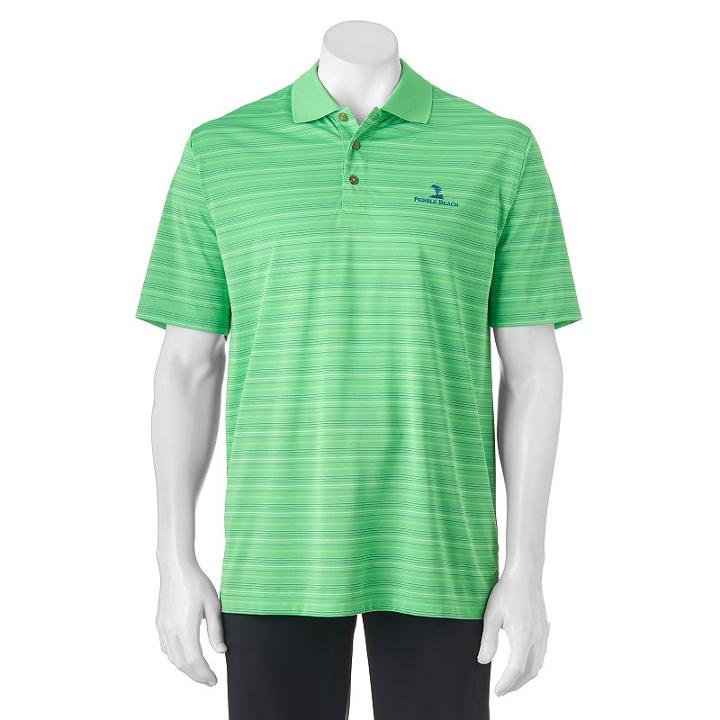 Men's Pebble Beach Classic-fit Texture-striped Performance Golf Polo, Size: Small, Green Oth