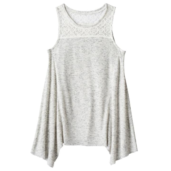 Girls Plus Size Mudd&reg; Ribbed Sharkbite Hem Tank Top, Size: 12 1/2, White Oth