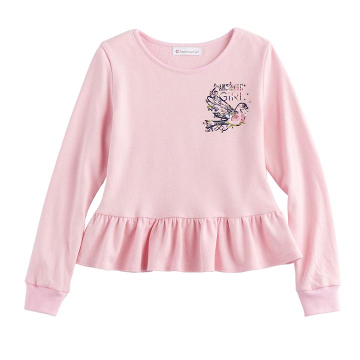 Girls 7-16 American Girl Ruffle Hem Sweatshirt, Size: Xs, Blossom