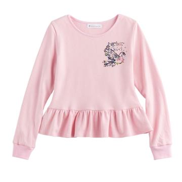Girls 7-16 American Girl Ruffle Hem Sweatshirt, Size: Xs, Blossom