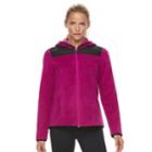 Women's Fila Sport&reg; Woven Detail Fleece Zip-up Hoodie, Size: Large, Dark Pink