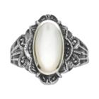 Rhodium-plated Sterling Silver Mother-of-pearl Ring, Women's, Size: 9, Grey