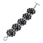 1928 Faceted Oval Stone Halo Toggle Bracelet, Women's, Size: 7.5, Black