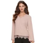 Women's Apt. 9&reg; Lace-hem Popover Top, Size: Xl, Med Pink
