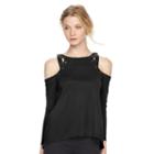 Women's Rock & Republic&reg; Grommet Cold-shoulder Top, Size: Small, Black