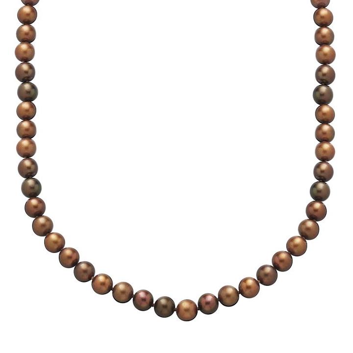 14k Gold 7-mm Chocolate-dyed Freshwater Cultured Pearl Necklace, Women's, Brown
