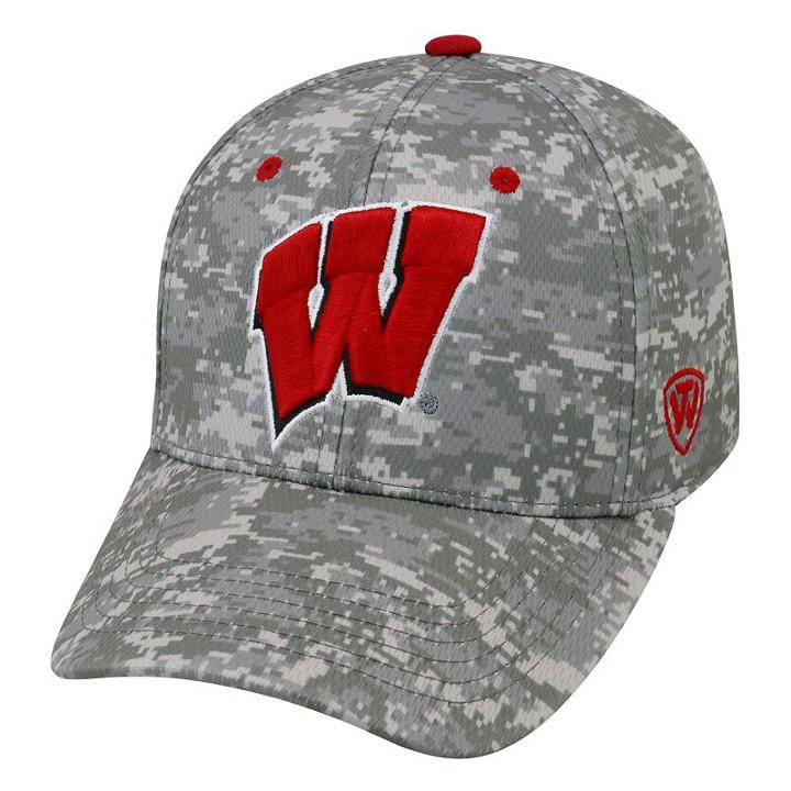 Adult Top Of The World Wisconsin Badgers Digital Camo One-fit Cap, Men's, Grey Other