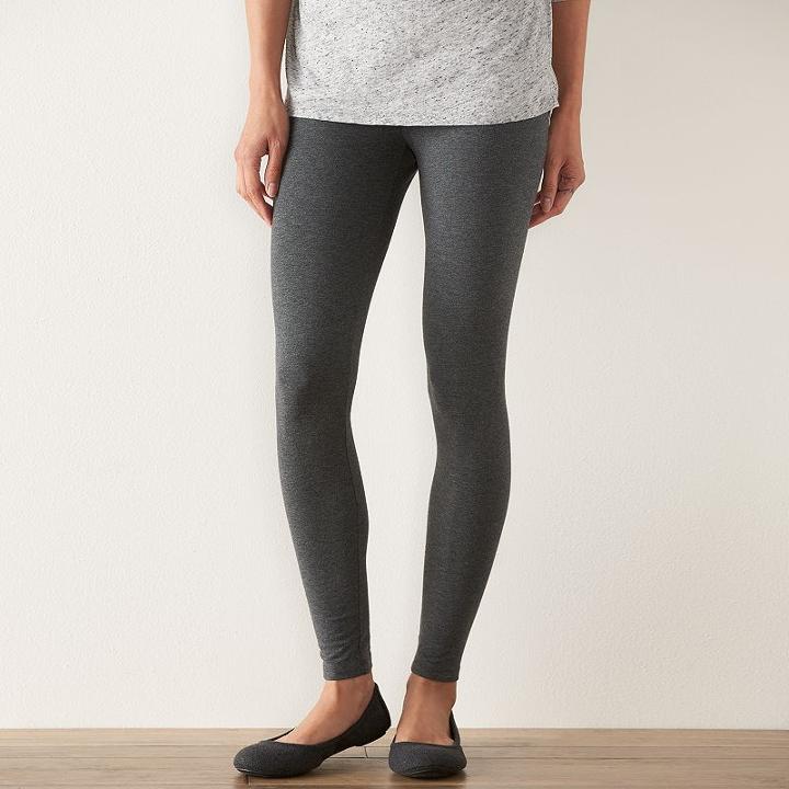 Petite Sonoma Goods For Life&trade; Solid Leggings, Women's, Size: L Petite, Dark Grey