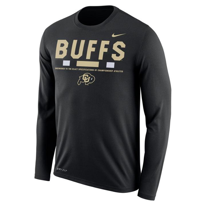 Men's Nike Colorado Buffaloes Dri-fit Legend Staff Long-sleeve Tee, Size: Xl, Black