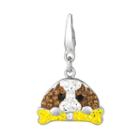 Sterling Silver Crystal Dog And Bone Charm, Women's, Multicolor