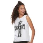 Juniors' Guns N' Roses Cross Graphic Tank, Teens, Size: Xl, White