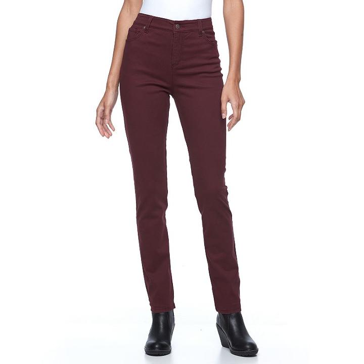Gloria Vanderbilt Amanda 2.0 Slim Pants - Women's, Size: 16 Short, Drk Purple