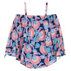Girls 7-16 Iz Amy Byer 3/4-length Sleeve Cold Shoulder Patterned Top, Size: Large, Navy Print
