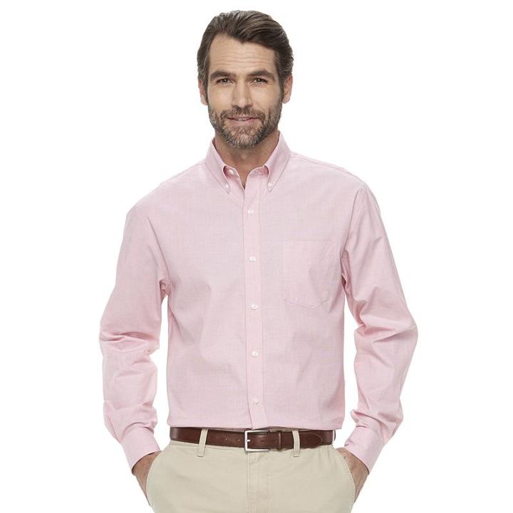 Men's Croft & Barrow&reg; True Comfort Classic Fit Stretch Solid Button Down Shirt, Size: Large, Lt Orange