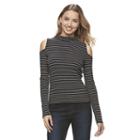 Juniors' So&reg; Mockneck Cold-shoulder Top, Girl's, Size: Small, Black