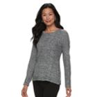 Women's Croft & Barrow&reg; Cozy Crewneck Sweater, Size: Xs, Black Marl