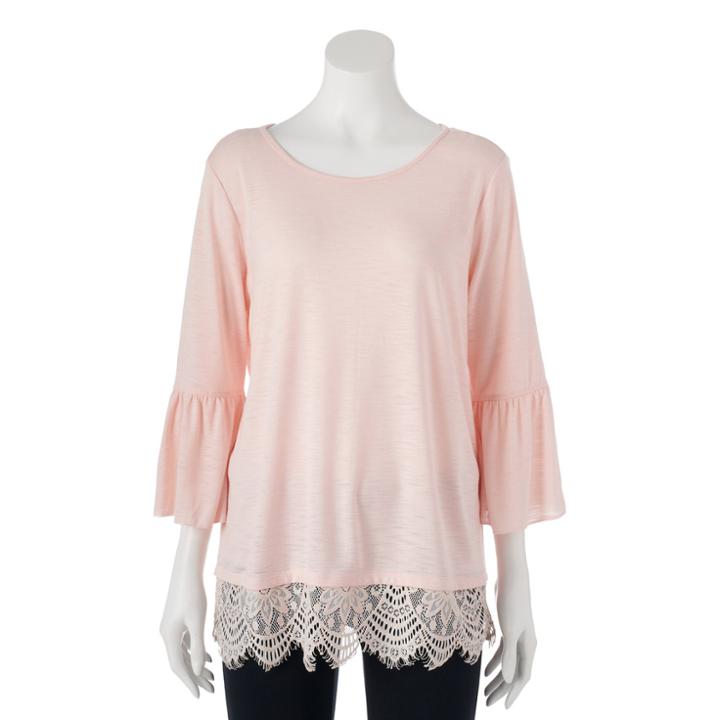 Women's Lc Lauren Conrad Bell Sleeve Top, Size: Small, Lt Orange