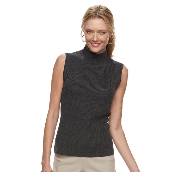 Women's Dana Buchman Sleeveless Turtleneck Top, Size: Xl, Dark Grey