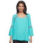 Women's Kate And Sam Embroidered Scoopneck Top, Size: Large, Dark Blue