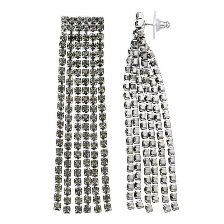 Simply Vera Vera Wang Gray Simulated Crystal Fringe Drop Earrings, Women's, Black