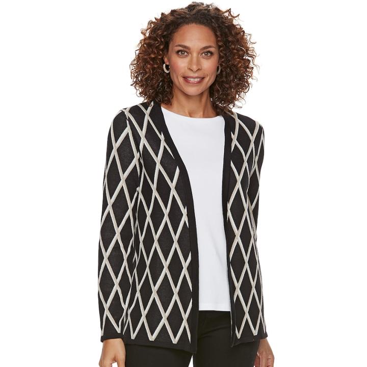 Women's Croft & Barrow&reg; Classic Open-front Cardigan, Size: Large, Black