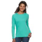 Women's Croft & Barrow&reg; Crewneck Tee, Size: Large, Turquoise/blue (turq/aqua)