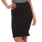Juniors' Joe B Ruffle Ribbed Pencil Skirt, Teens, Size: Medium, Black