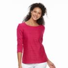 Women's Croft & Barrow&reg; Lace-front Scoopneck Tee, Size: Xl, Dark Pink
