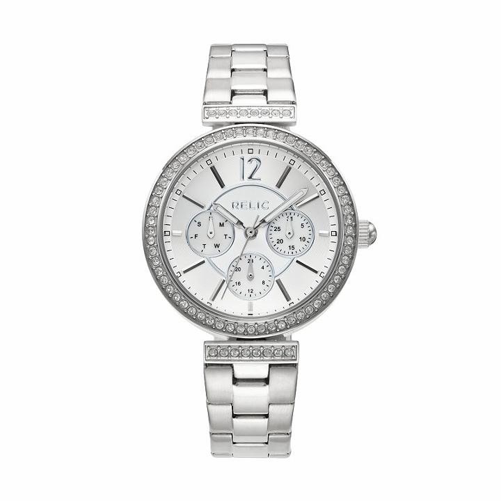 Relic Women's Harper Crystal Stainless Steel Watch, Size: Medium, Silver