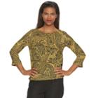 Women's Dana Buchman Print Asymmetrical Tier Top, Size: Medium, Gold