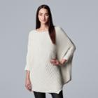 Women's Simply Vera Vera Wang Ribbed Poncho Sweater, Size: L-xl, Silver