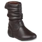 Journee Kgena Girls' Boots, Size: 1, Brown
