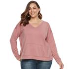 Plus Size Sonoma Goods For Life&trade; V-neck Sweatshirt, Women's, Size: 2xl, Med Pink