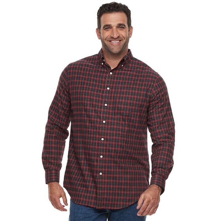 Big & Tall Croft & Barrow&reg; Classic-fit Stretch Woven Button-down Shirt, Men's, Size: Xl Tall, Red