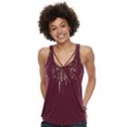 Juniors' Mudd&reg; Strappy V-neck Tank, Teens, Size: Xxs, Drk Purple