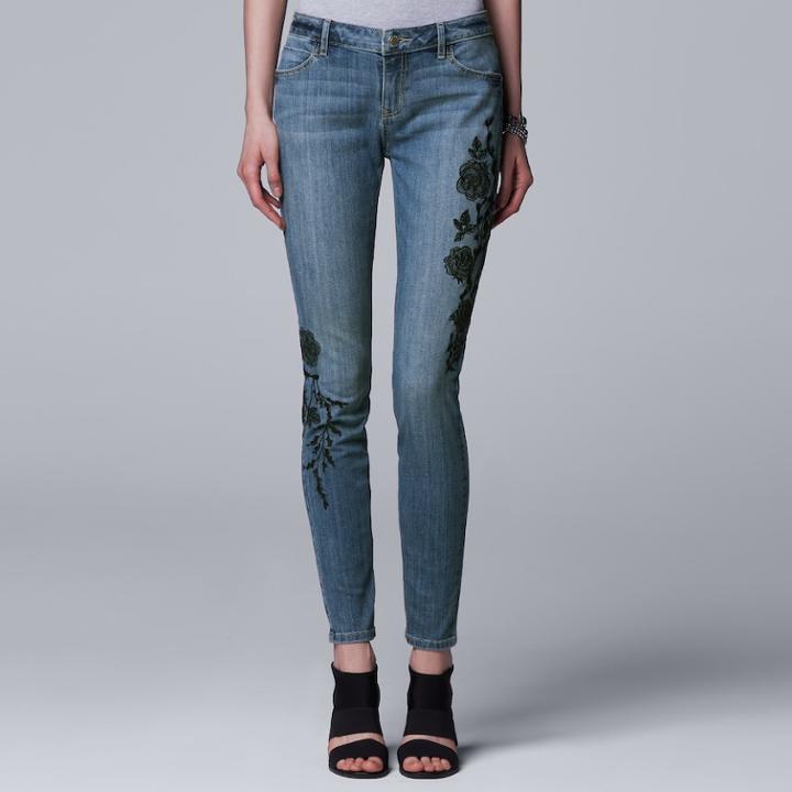 Women's Simply Vera Vera Wang Skinny Jeans, Size: 10 Short, Blue